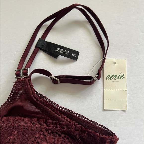 Aerie Real Power Wireless Push Up Joy Lace Bra in Royal Berry Size 32C New - Picture 8 of 11